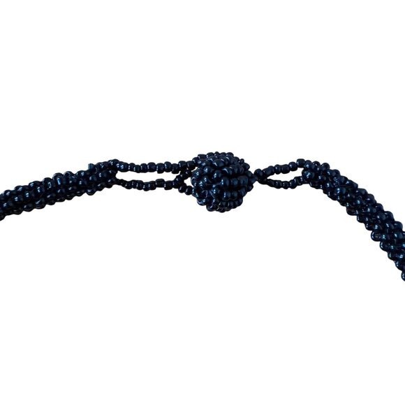 Handcrafted Multilayered Black & Gray Beaded Necklace - Picture 2 of 4